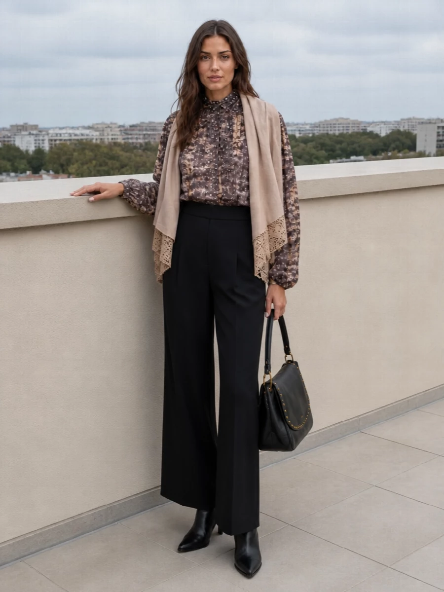 Isabel marant embellished blouse black wide leg pants