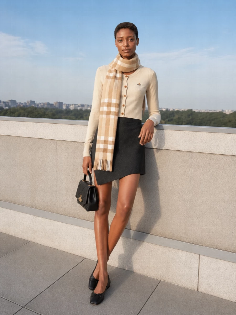 Vivienne westwood cardigan asymmetric mini outfit