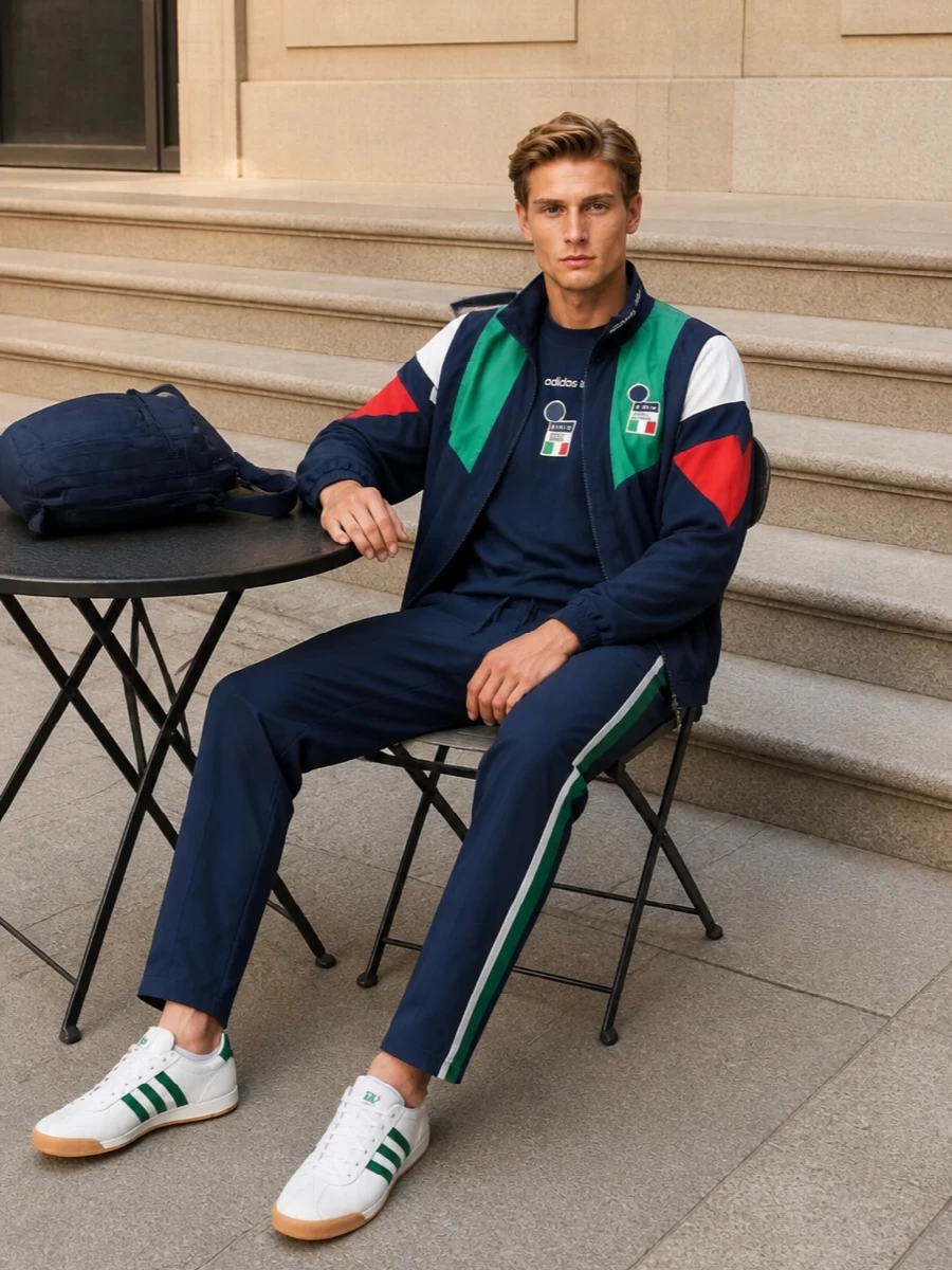 Adidas retro track jacket terrace sneaker outfit