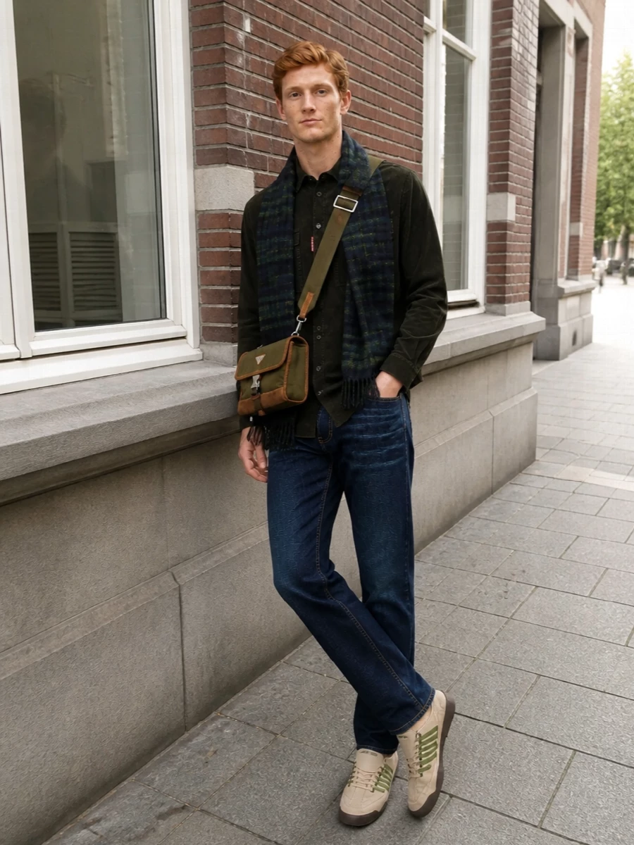 Dsquared2 olive shirt dark denim runners