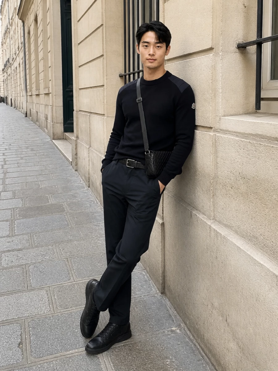Moncler grenoble knit prada sneakers outfit