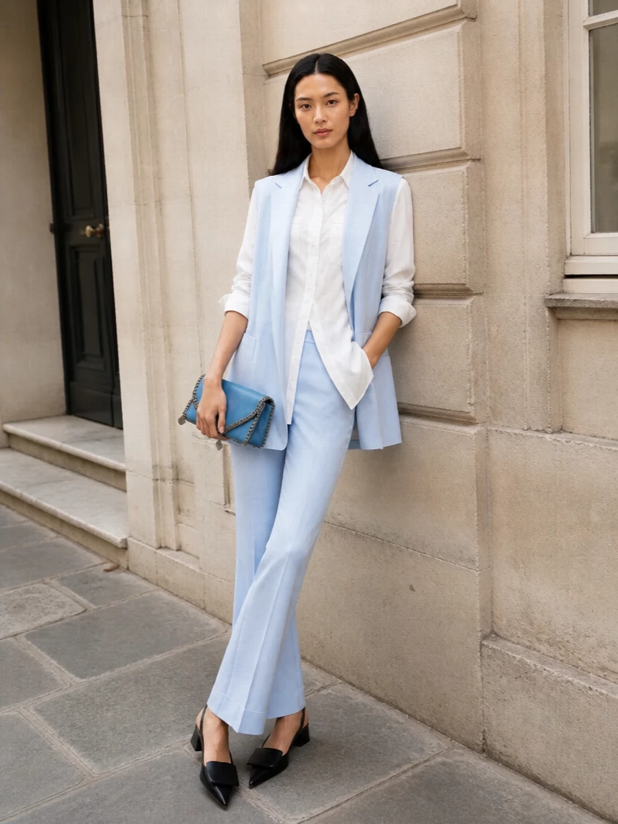 Jacquemus summer suit sleeveless blazer trousers