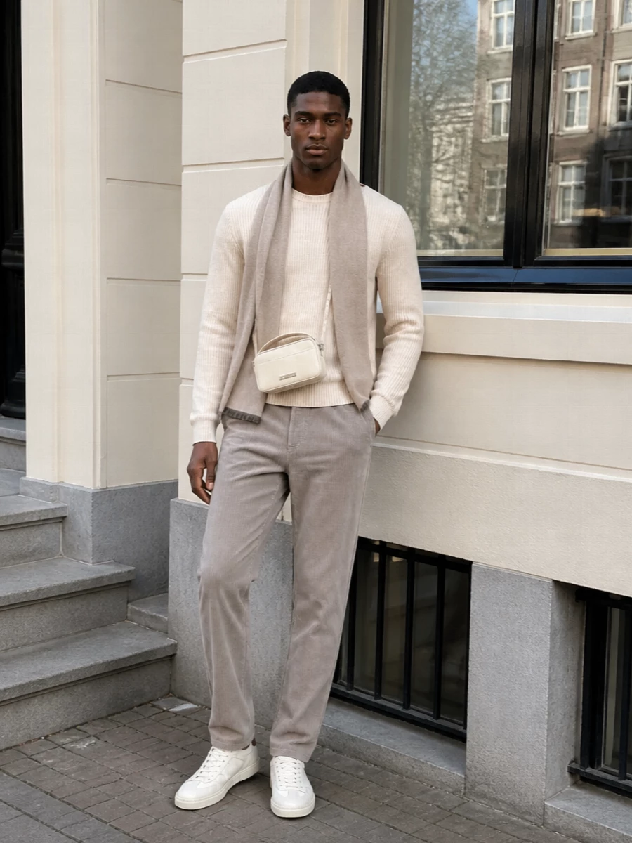 Jacquemus apc neutral sweater corduroy outfit