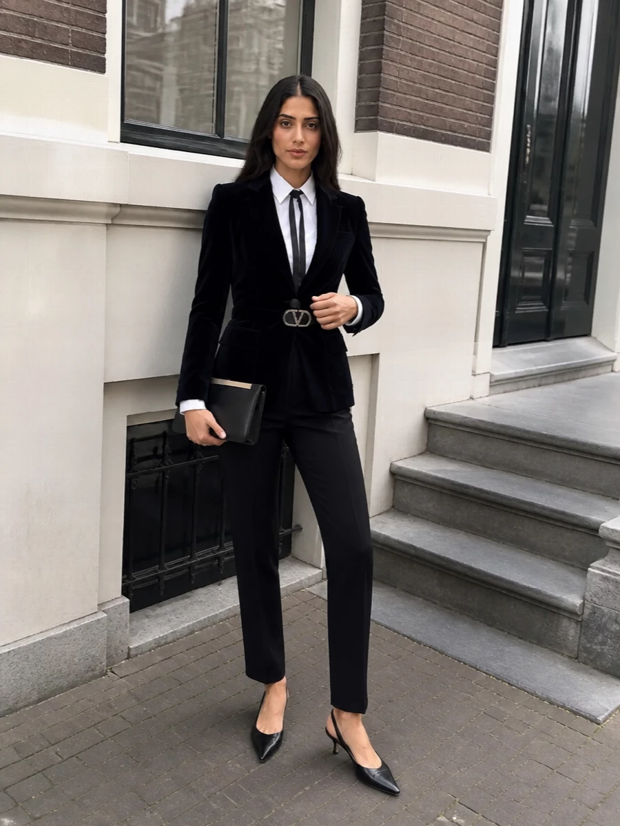 Giorgio armani black velvet tuxedo outfit