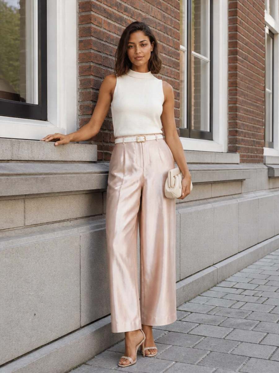 Loulou studio blush wide leg pants ivory shell