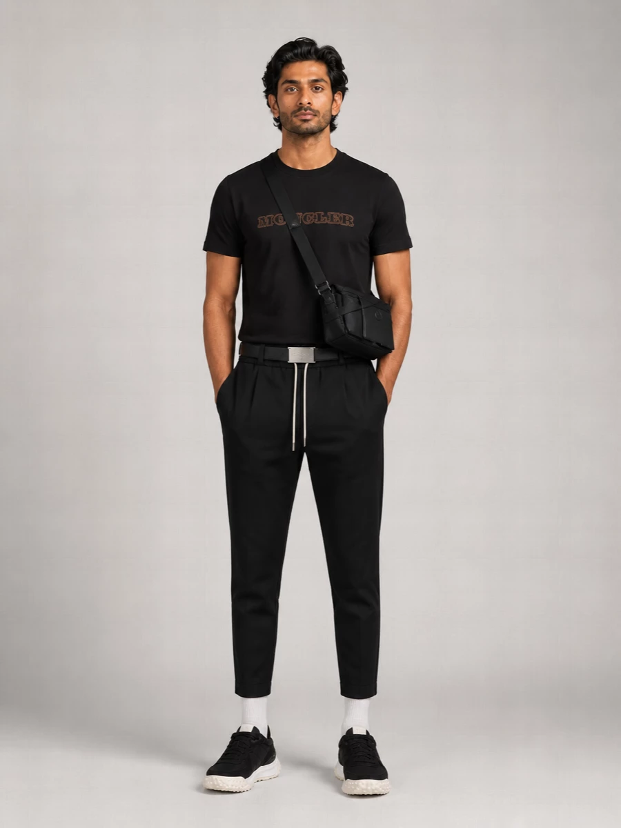 Moncler Cotton Ribbed Crew Neck Short Sleeve T-Shirt