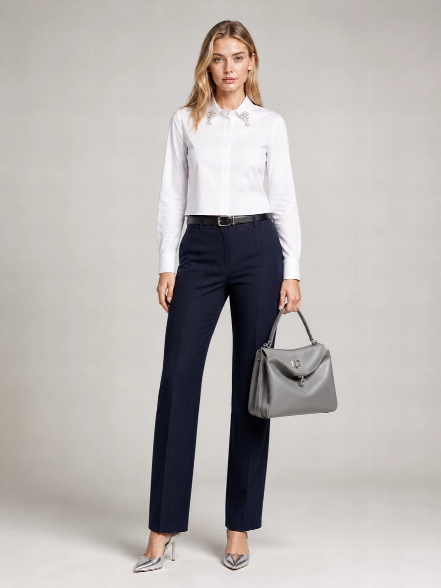 Prada Crystal Embellished Cotton Poplin Shirt