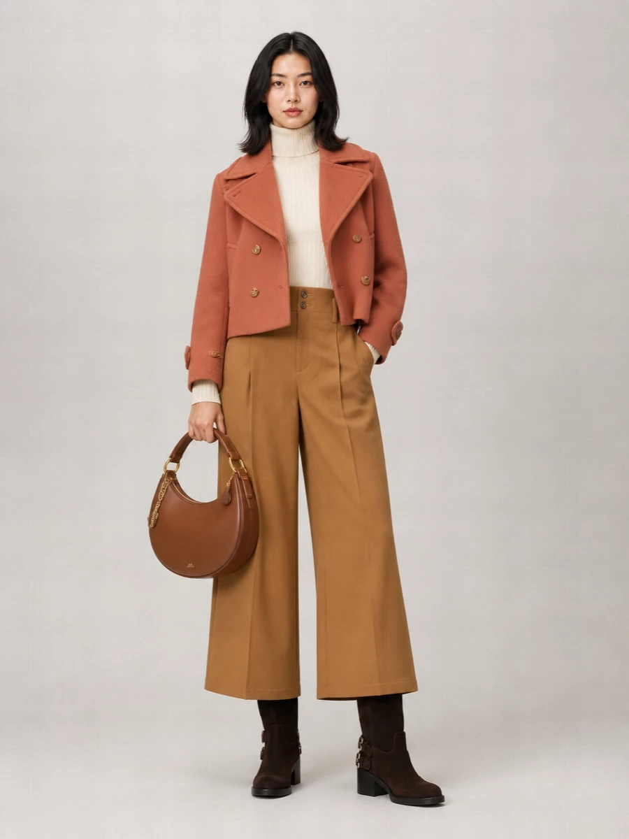 Chloé Wool Double-Breasted Oversized Short Coat