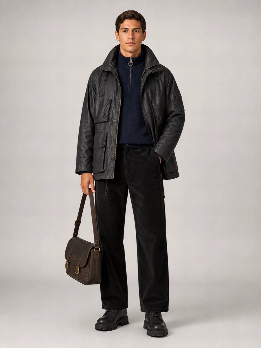 Barbour waxed cotton ripstop padded coat