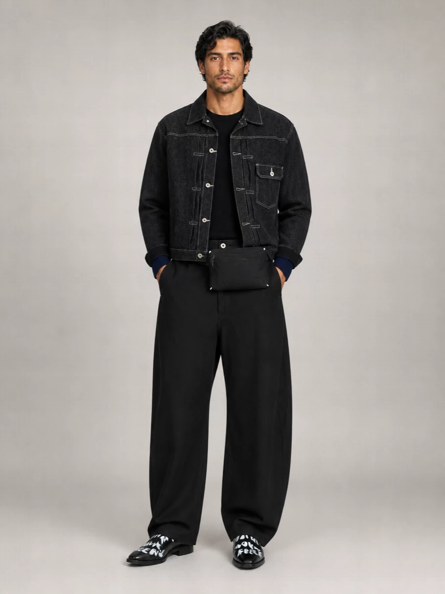 Comme des Garçons pleated denim jacket