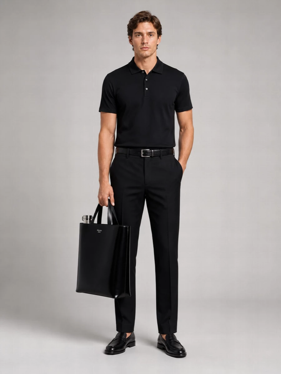 Lardini Silk Blend Short-Sleeve Polo Shirt