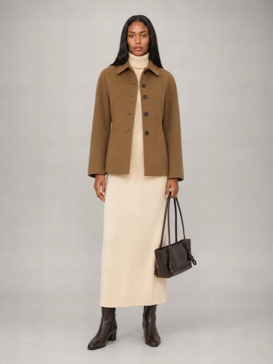 Róhe Cashmere Sculptural Oversized-Sleeve Fitted Jacket