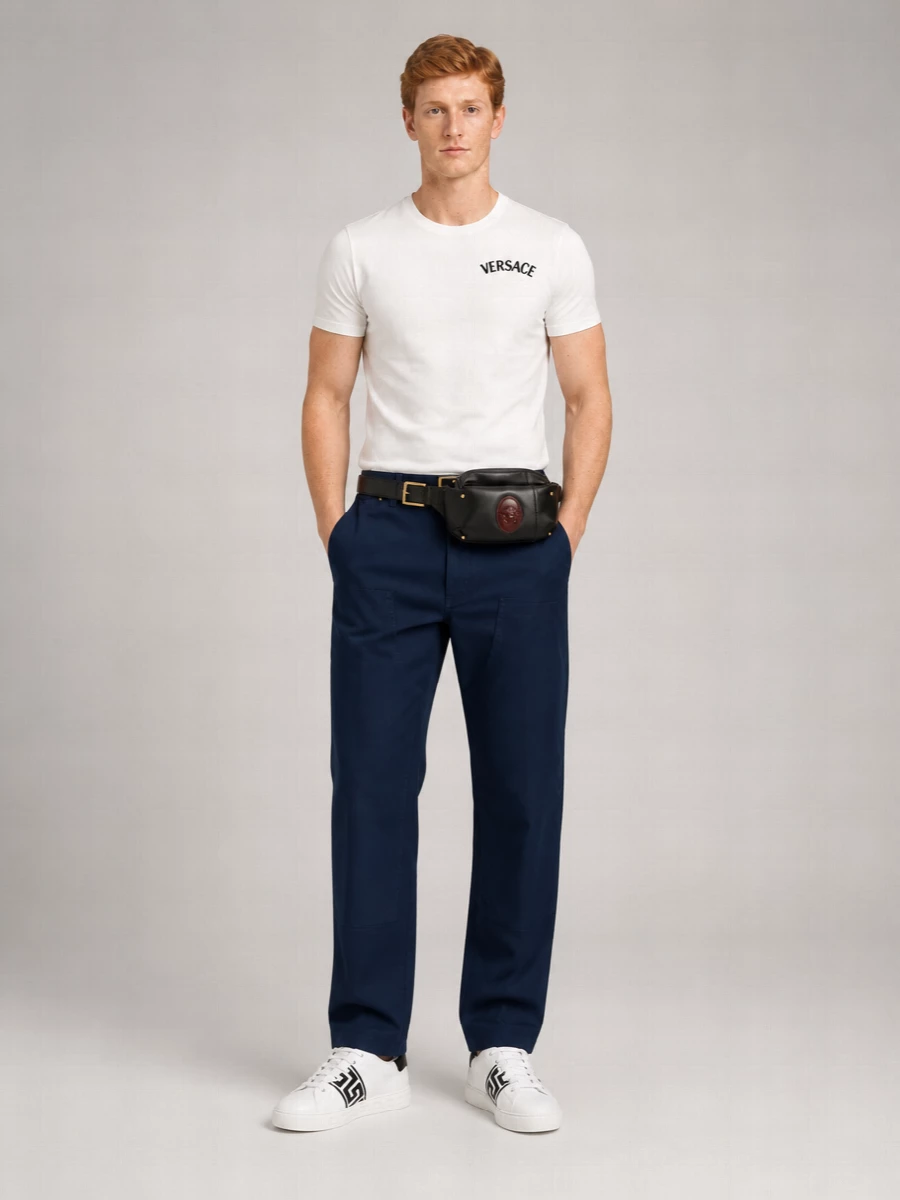 Versace Cotton Straight-Leg Carpenter Trousers