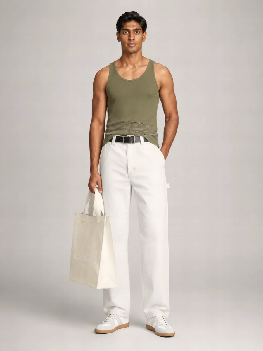 Maison Margiela Ribbed Asymmetric Cotton Tank Top