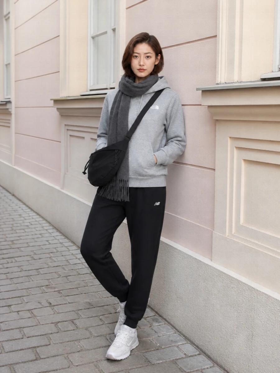 North face hoodie black joggers outfit