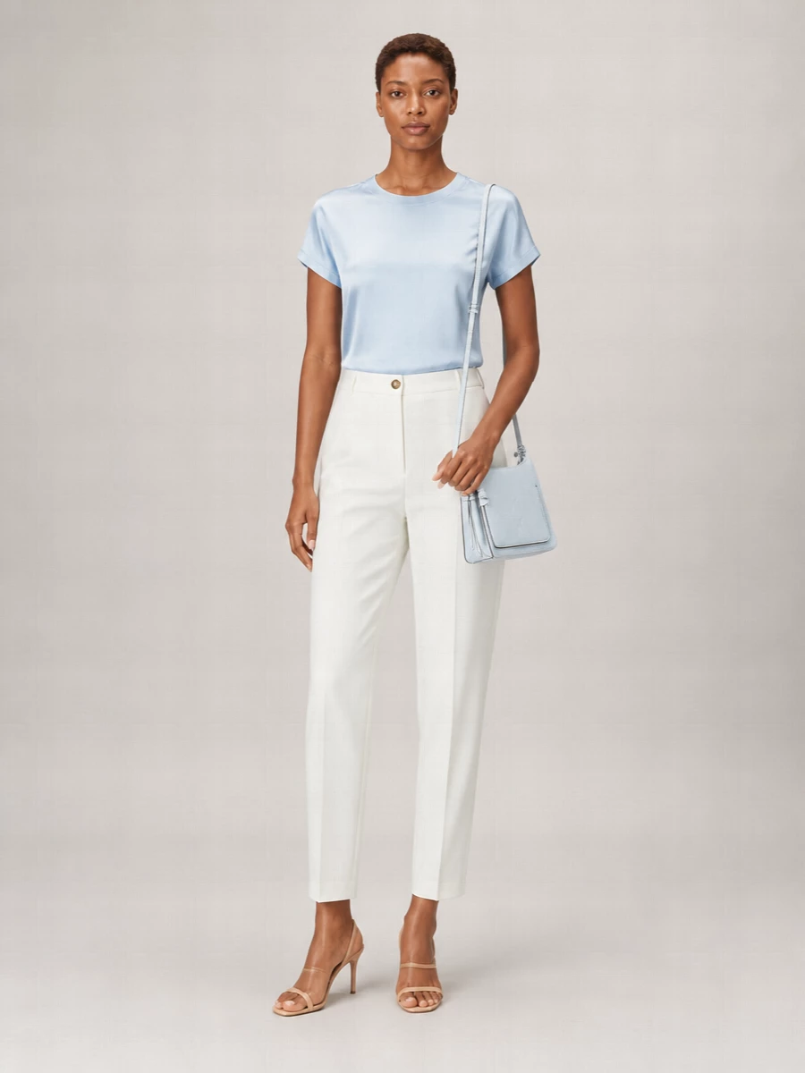 Pinko Satin Round Neck Short Sleeve Top