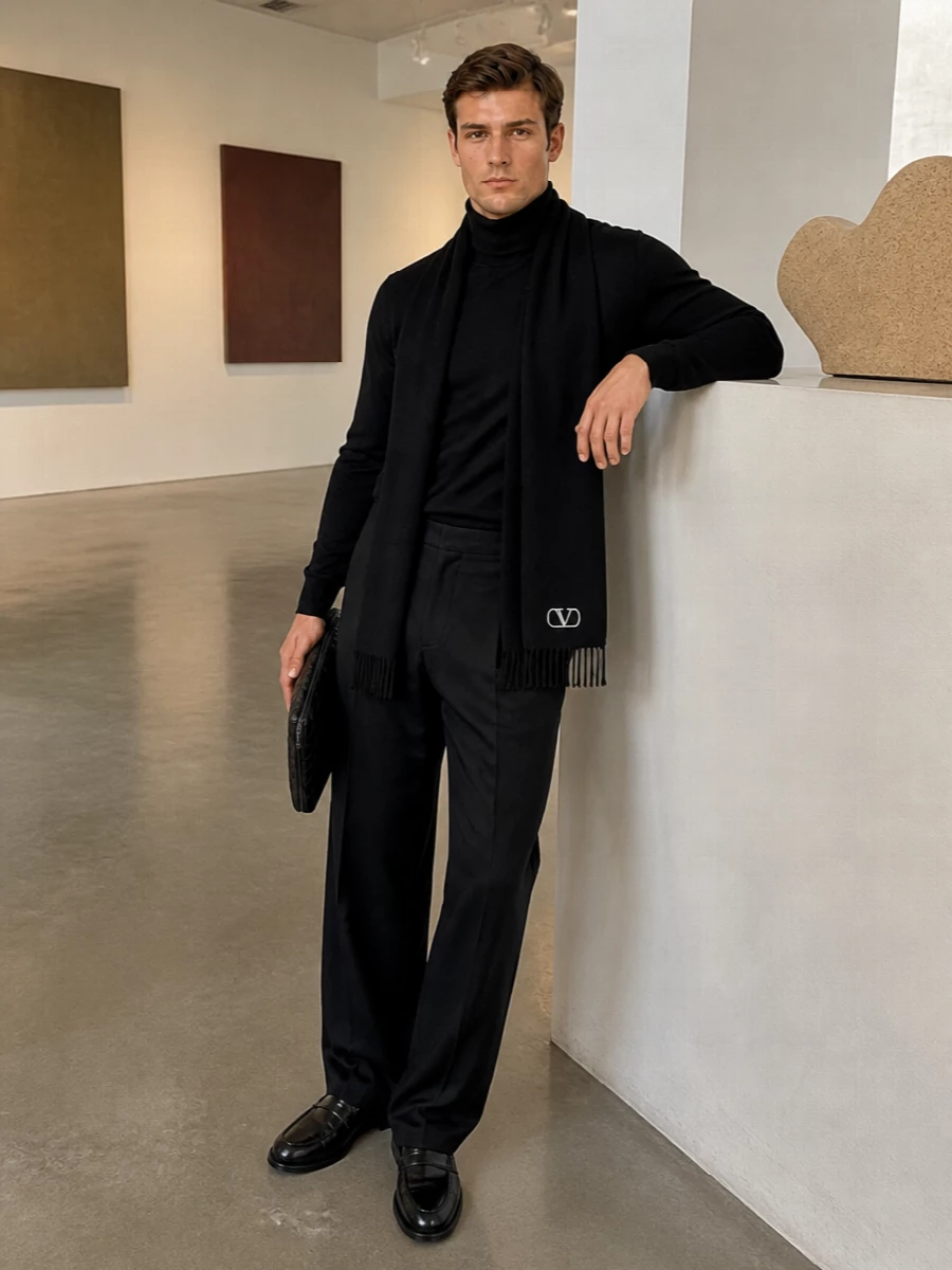 Lardini turtleneck wide leg trousers tods loafers