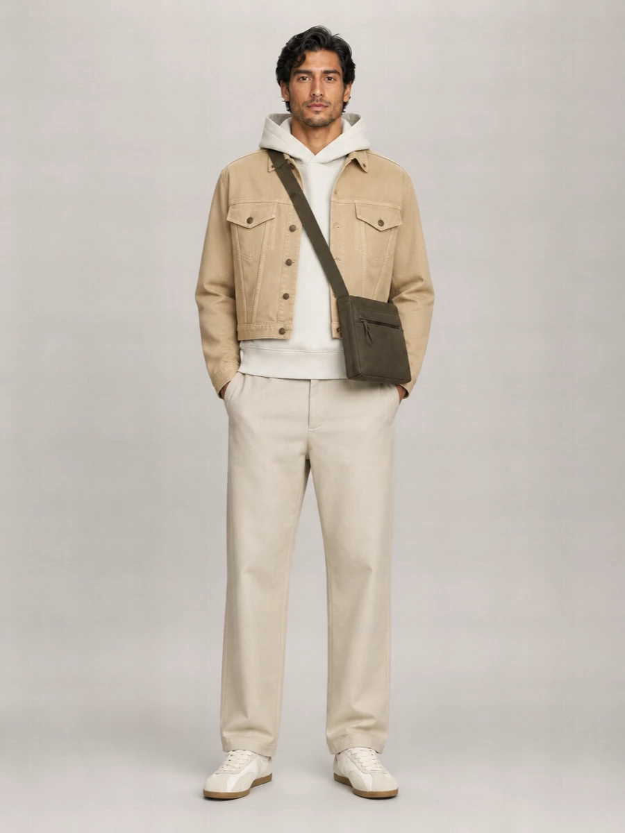 Entire Studios Denim Padded-Shoulder Single-Breasted Coat