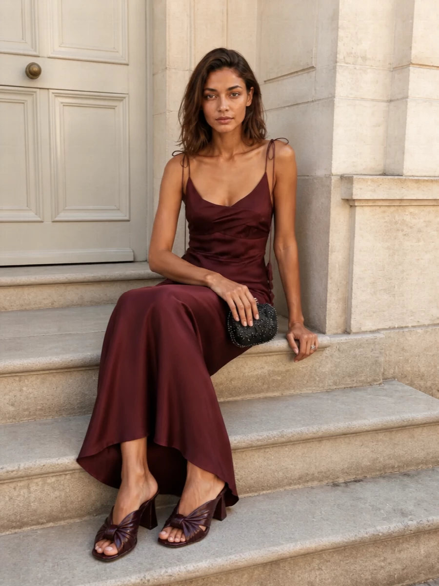 Self portrait slip dress fendi burgundy heels