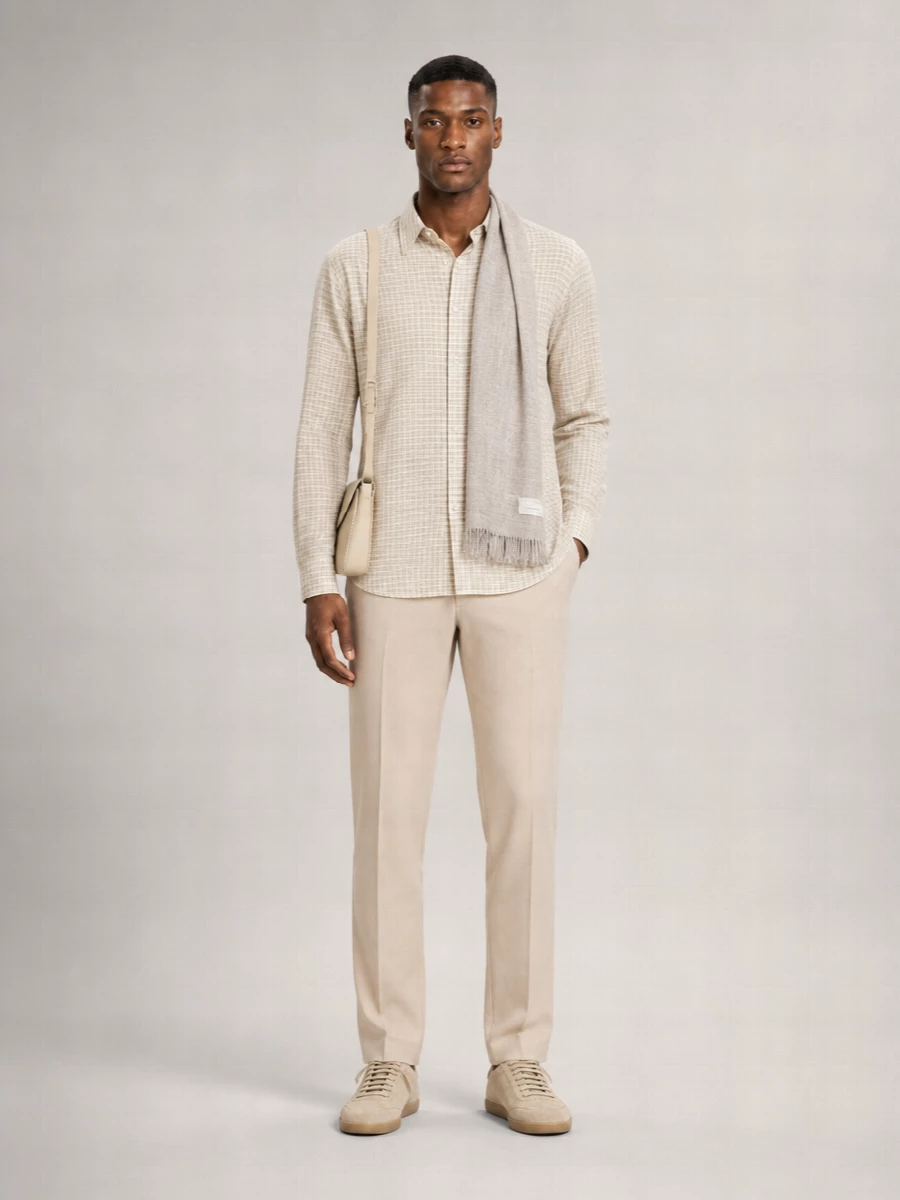 Séfr Checked Seersucker Long-Sleeve Shirt