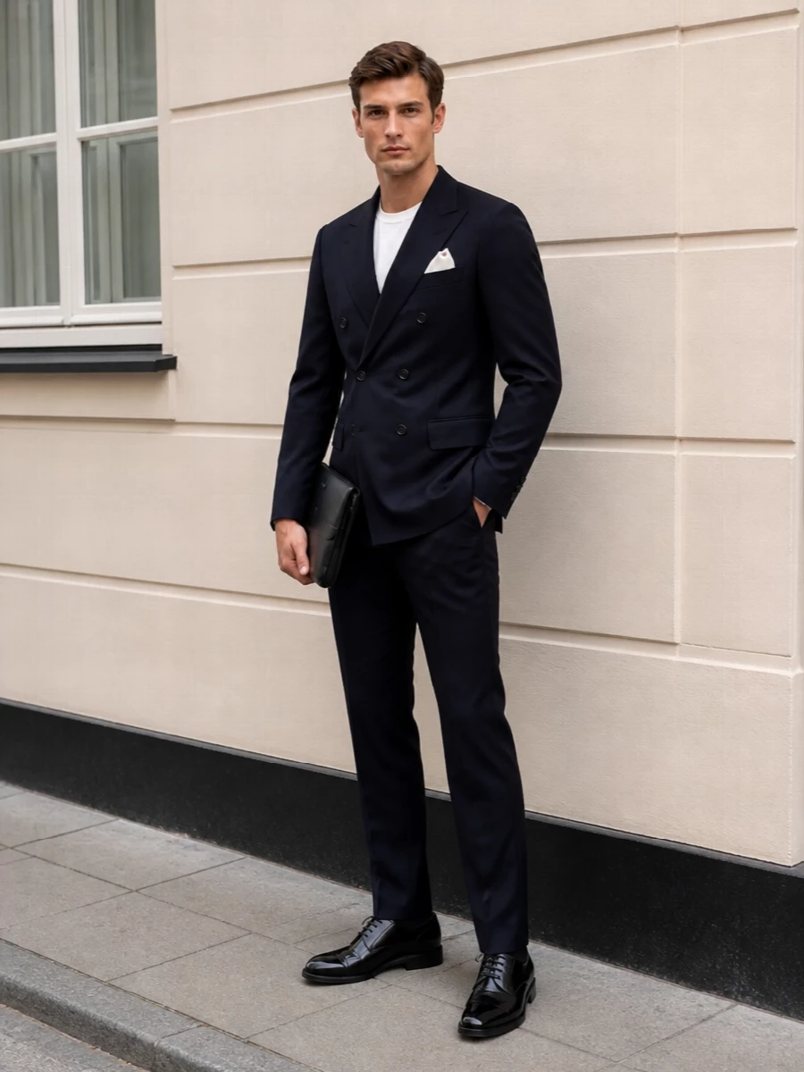 Kiton navy suit dolce gabbana black accessories