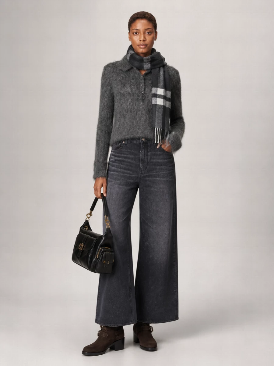 Chloé Alpaca Wool Slim-Fit Long-Sleeve Polo Sweater