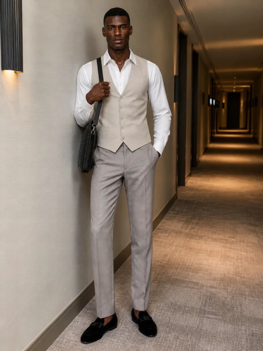 Dolce gabbana waistcoat taupe dress trousers
