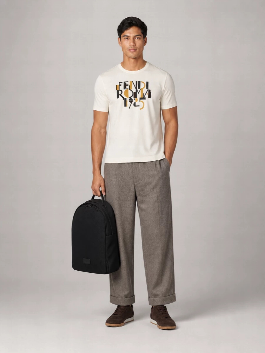 Giorgio Armani Mesh And Leather Backpack
