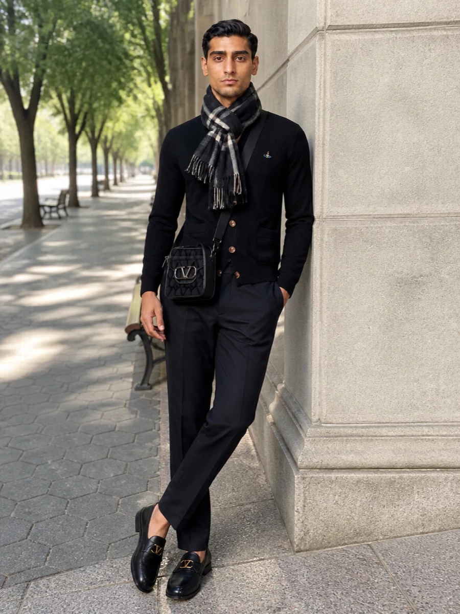 Vivienne westwood cardigan valentino navy trousers