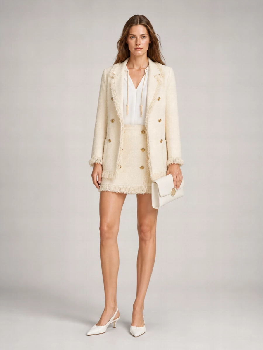 Elisabetta Franchi Double-Breasted Fringed Blazer