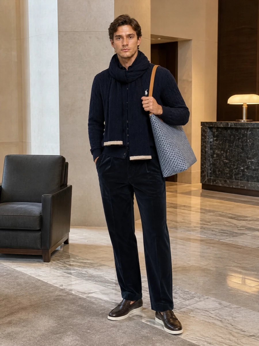 Polo ralph lauren navy knit prada corduroy