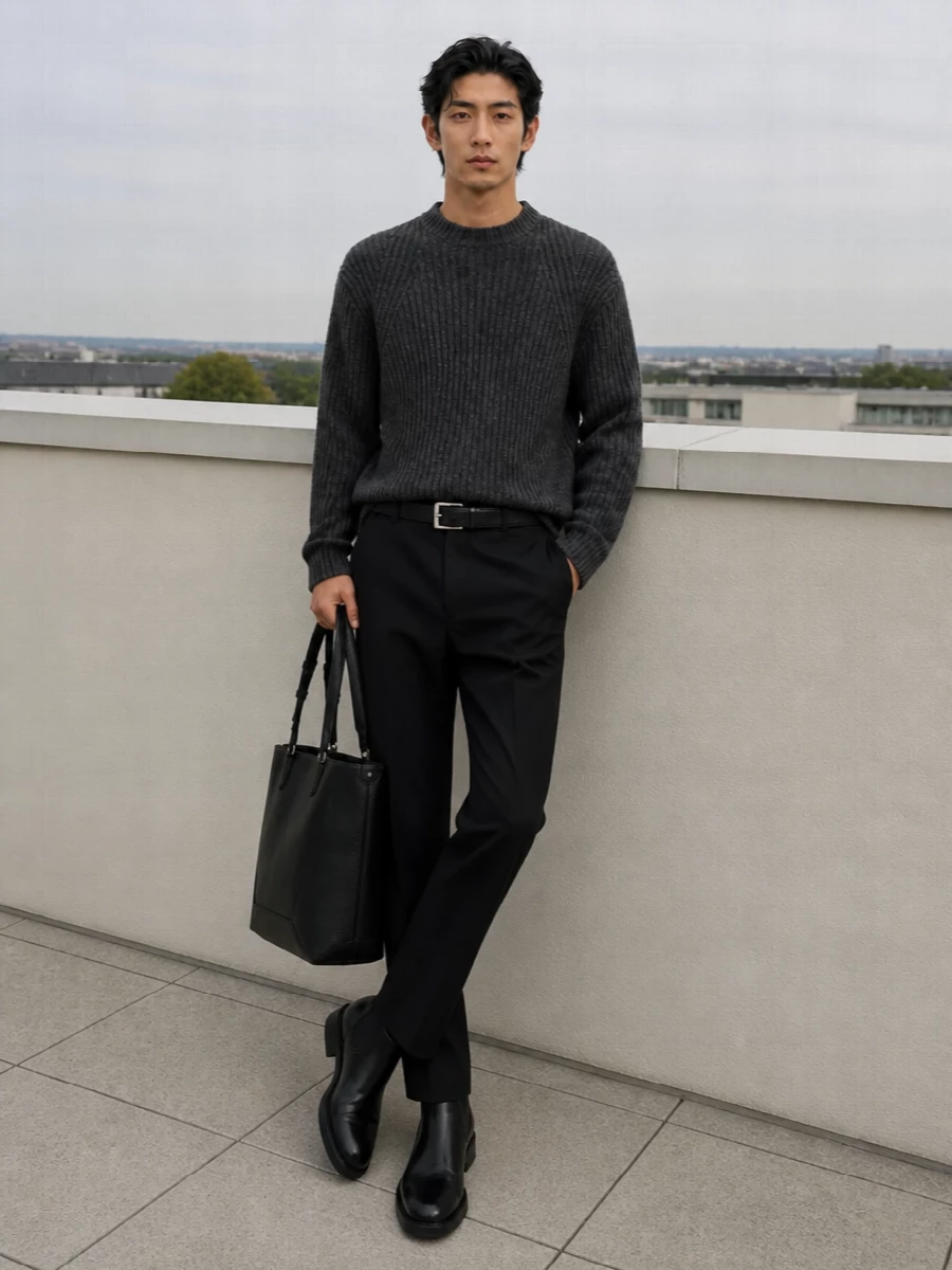 Alexander mcqueen black trousers ribbed sweater