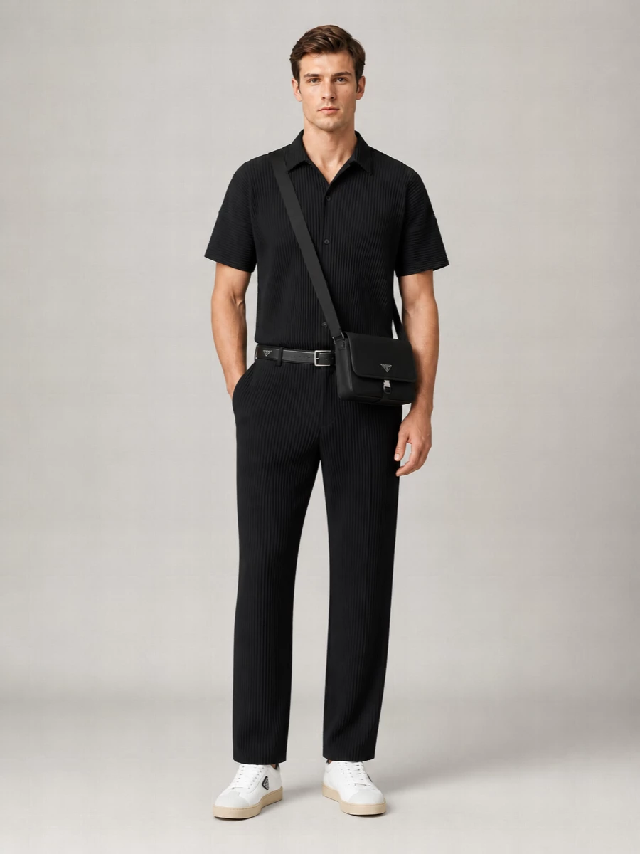 Homme Plisse Issey Miyake Polyester Ribbed Short-Sleeve Shirt
