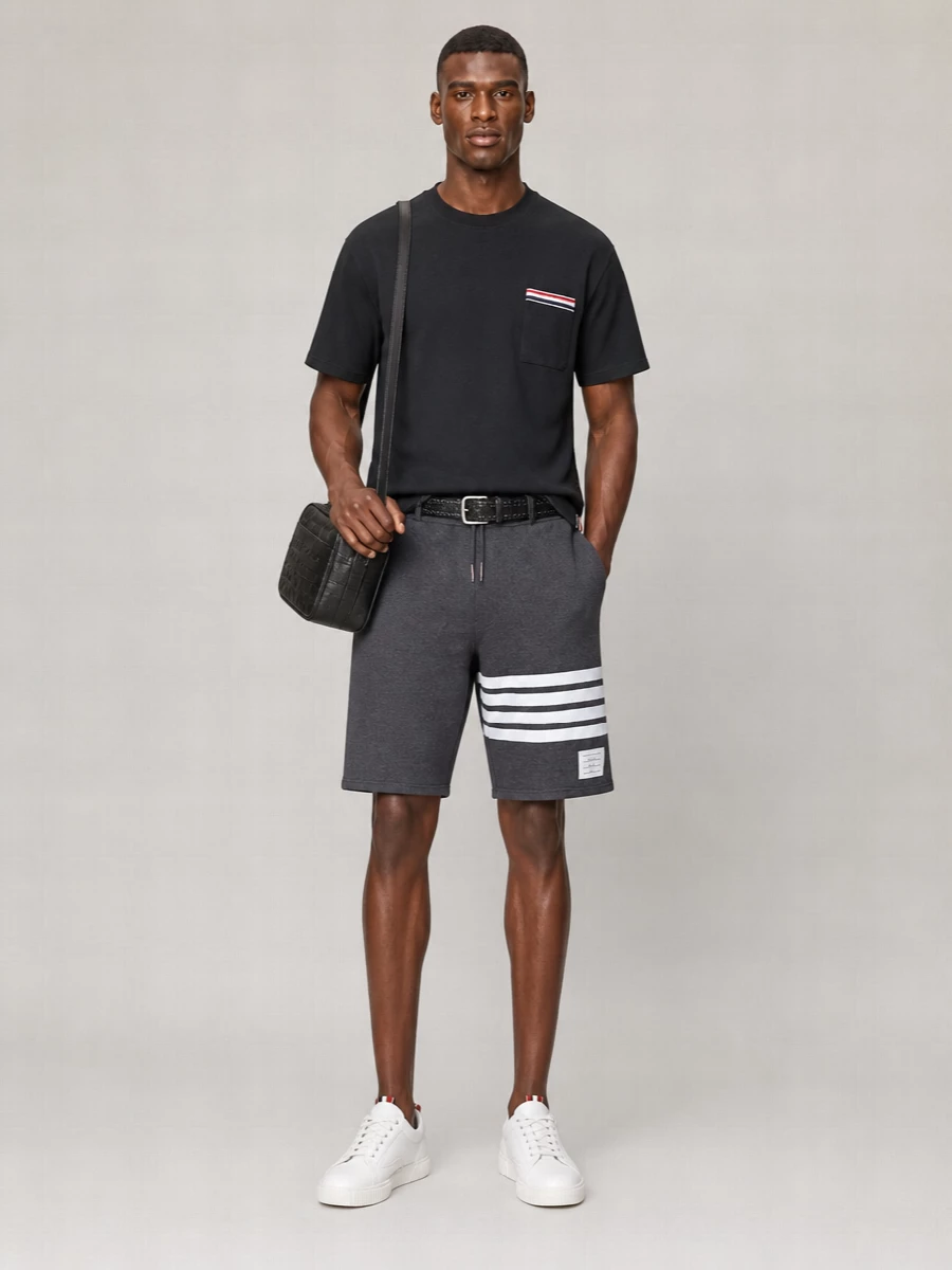 Thom Browne Ribbed Cotton-Linen Short-Sleeve T-Shirt
