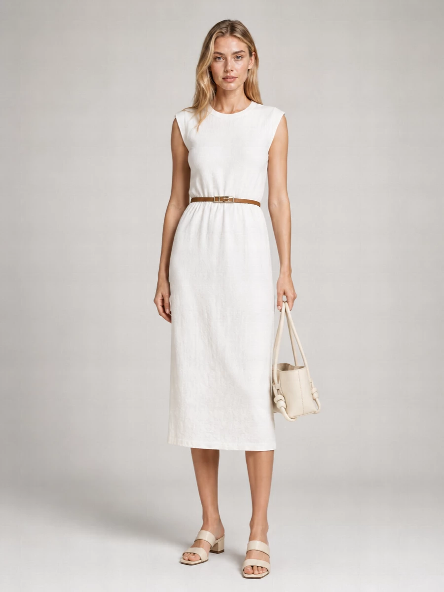 Harris Wharf London Cotton Gathered Midi Dress