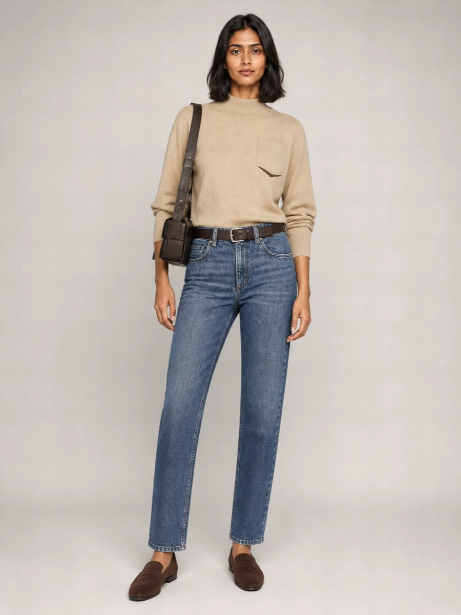 Brunello Cucinelli Denim High-Rise Straight-Leg Jeans