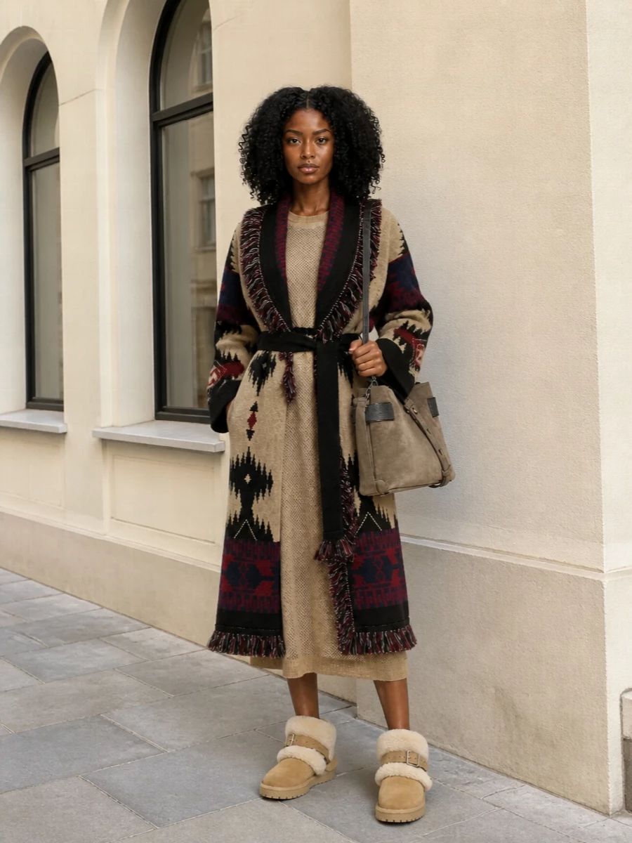 Brunello cucinelli knit dress alanui coat outfit