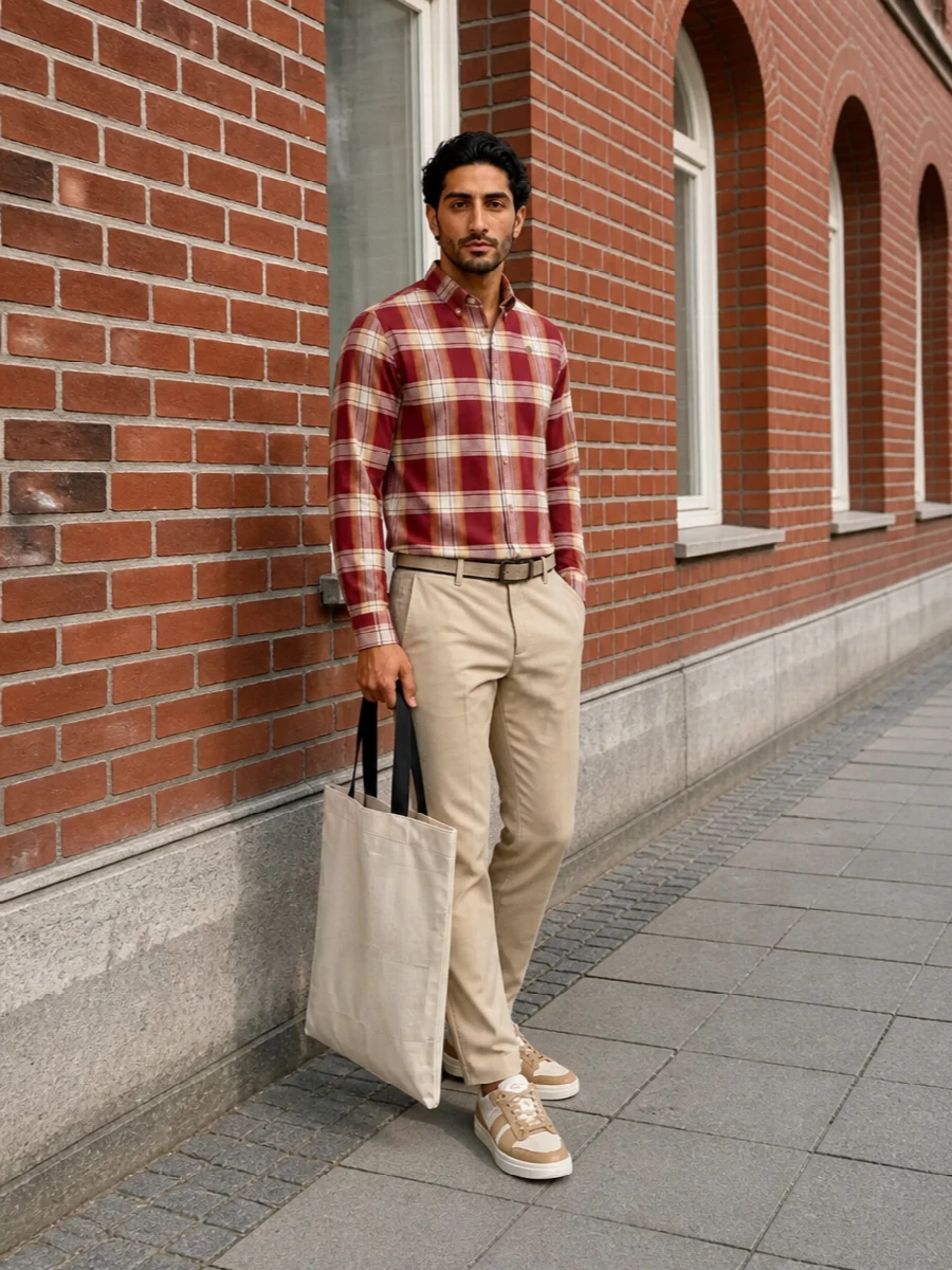 Timberland plaid shirt apc chinos outfit