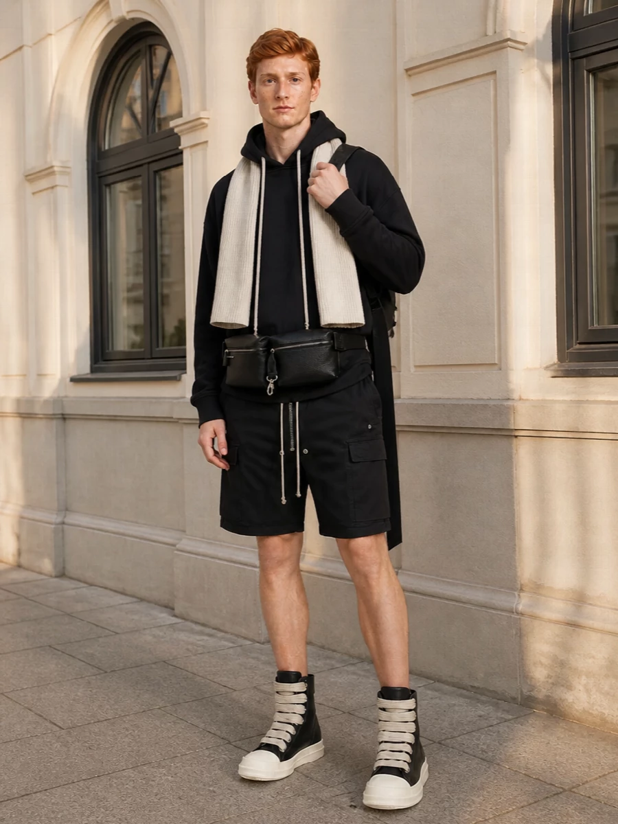 Rick owens drkshdw shorts black hoodie high tops