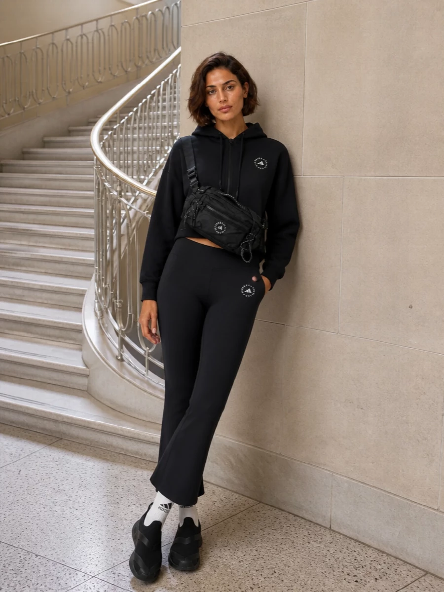 Adidas stella mccartney black flared leggings outfit