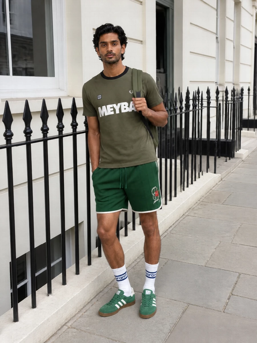 Fred perry meyba tee green shorts adidas sneakers