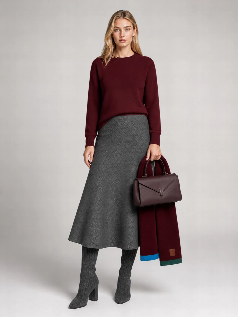 Alberta Ferretti Silk Cashmere Virgin Wool Regular-Fit Long-Sleeve Sweater