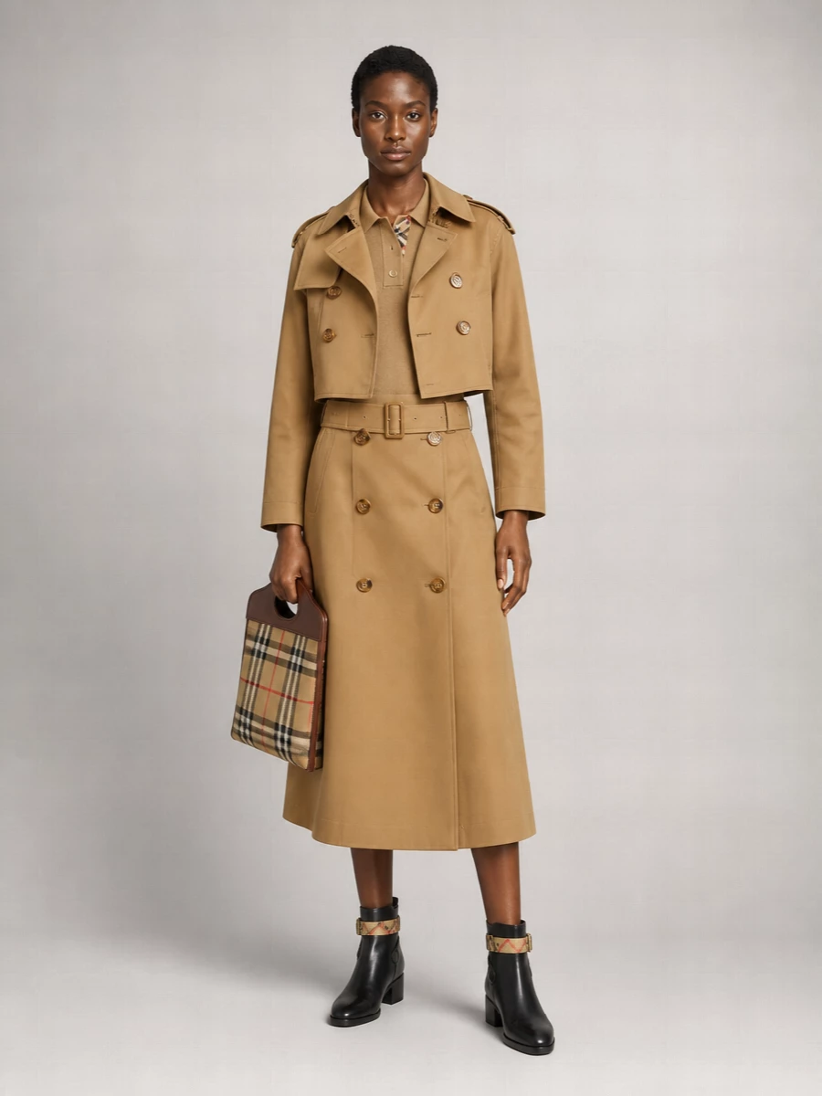 Burberry Cotton Short Double-Breasted Trench Coat