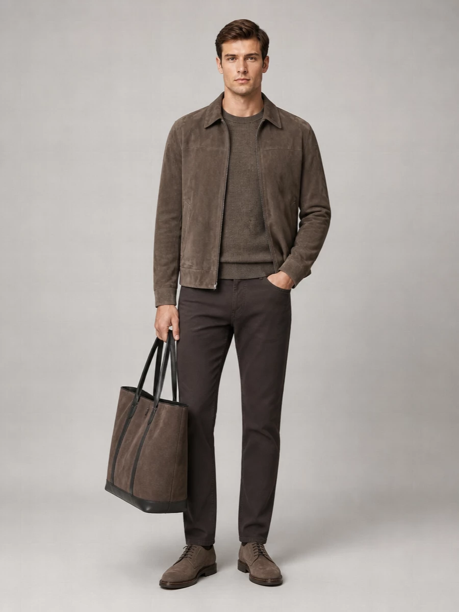 Brioni Leather Shirt Collar Blouson