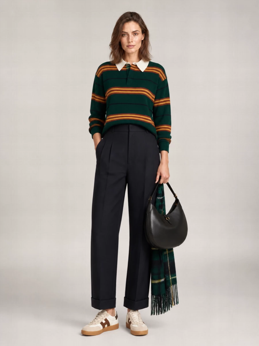 Guest In Residence Striped Relaxed-Fit Cashmere Polo Jumper