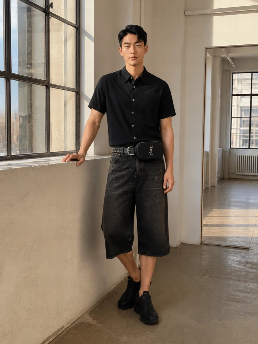 Our legacy black bermuda shorts minimalist shirt