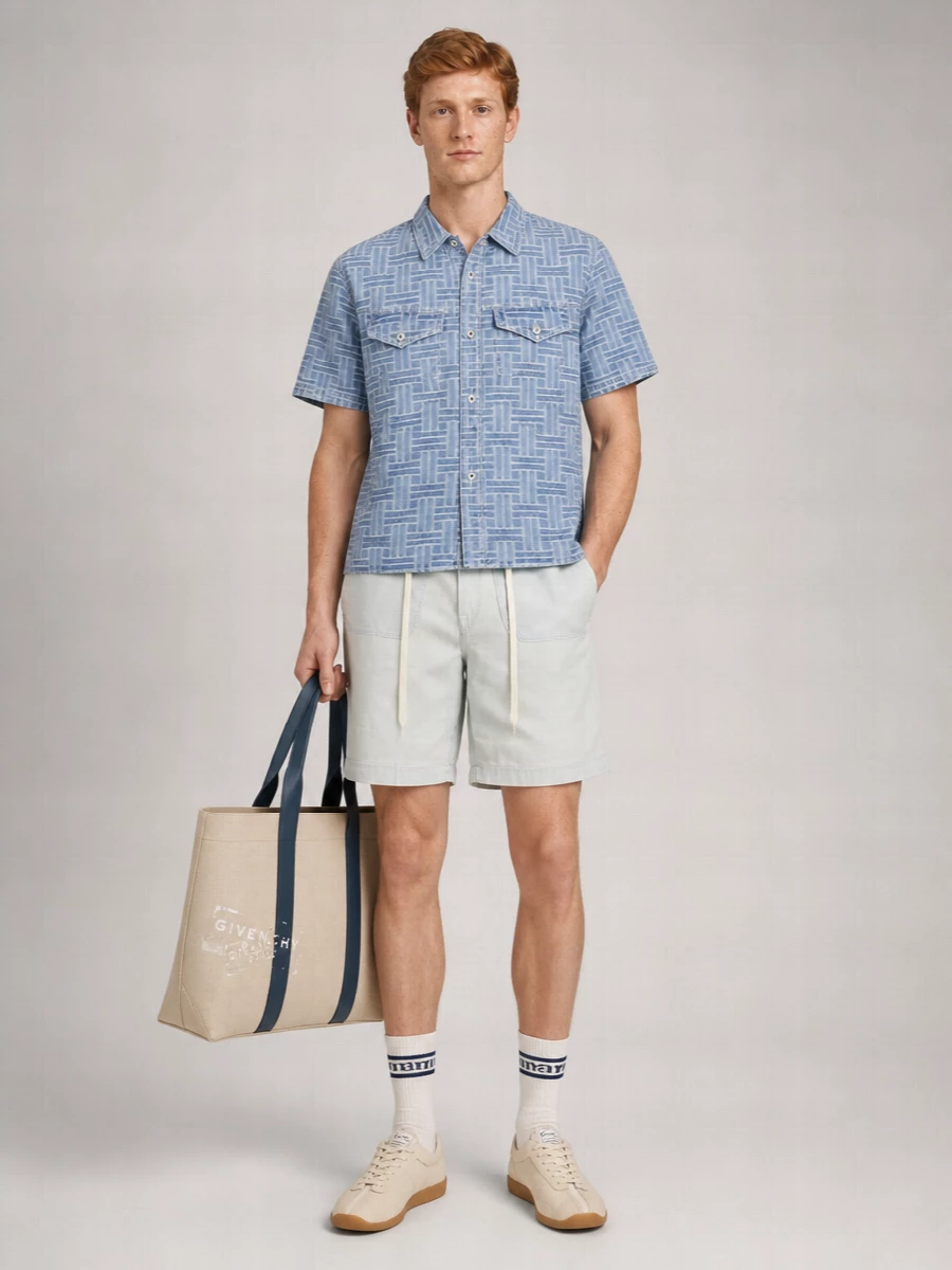 Kenzo Denim Oversized Short-Sleeve Shirt