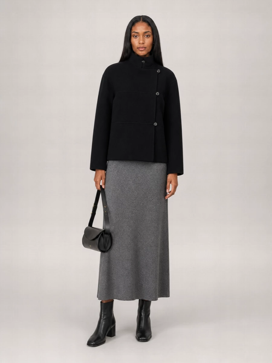 Róhe Cashmere Wool Asymmetric High-Collar Jacket