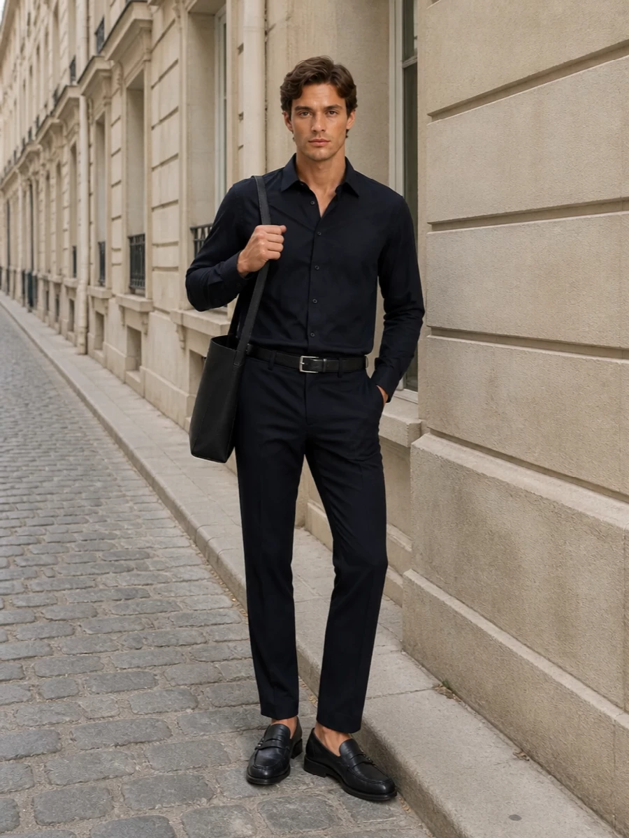 Nn07 navy shirt pt torino trousers loafers