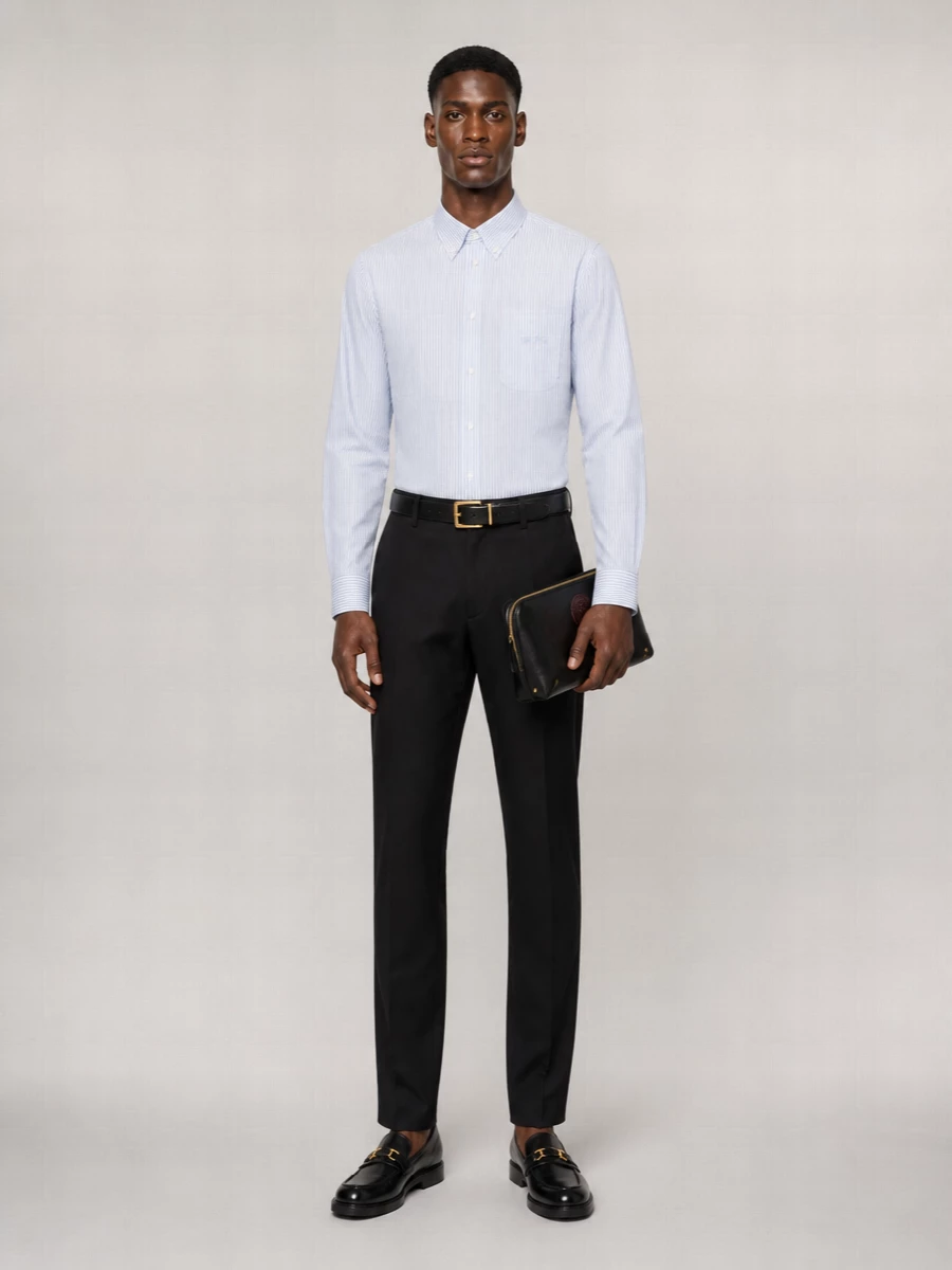 Versace Virgin Wool Slim-Fit Straight-Leg Trousers